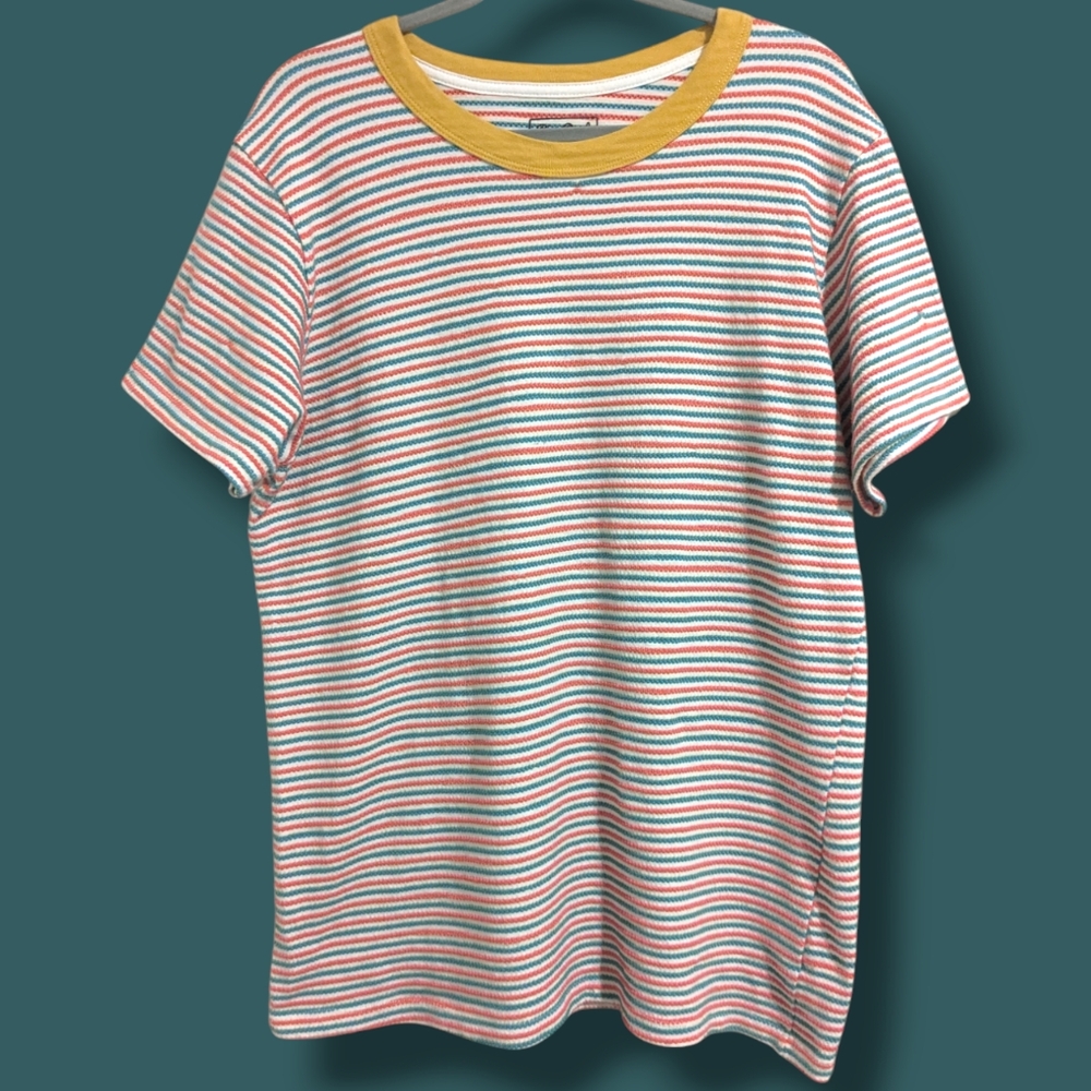 Big Bud Press Striped Short Sleeve Tee - Red, Blue, Yellow
